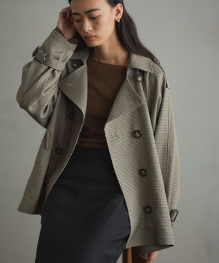 CRAFT STANDARD BOUTIQUE オーバサイズショートトレンチコート ガンクラブチェック