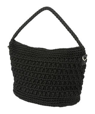 Green Parks ・ｃａｃｈｅ　ｃａｃｈｅ　柄編みワンハンドルミニバッグ Black