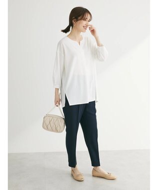 Green Parks バー付き７分袖ブラウソー Off White