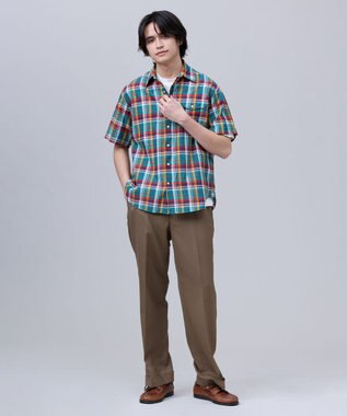 J.PRESS MEN 【J.PRESS ORIGINALS】Indian Madras Regular half Sleeve Shirt / Baggy-Fit グリーン系3