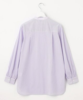 J.PRESS LADIES S 【洗える】 FAST コットンナイロン ストライプ バンドカラー ブラウス ふじ色系1