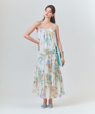 GRACE CONTINENTAL ボタニカルティアードドレス キナリ