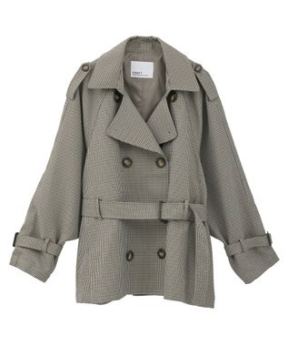CRAFT STANDARD BOUTIQUE オーバサイズショートトレンチコート ガンクラブチェック