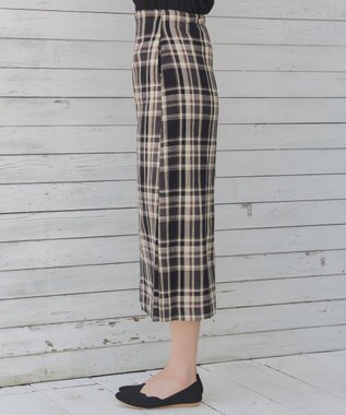 Tiaclasse 【洗える】カラミチェックスカート ブラック