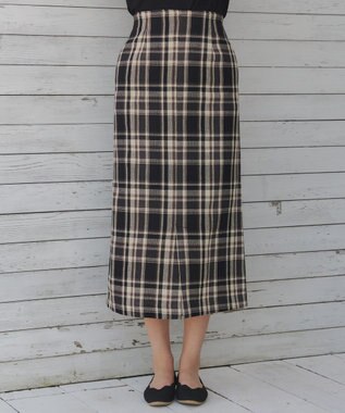 Tiaclasse 【洗える】カラミチェックスカート ブラック