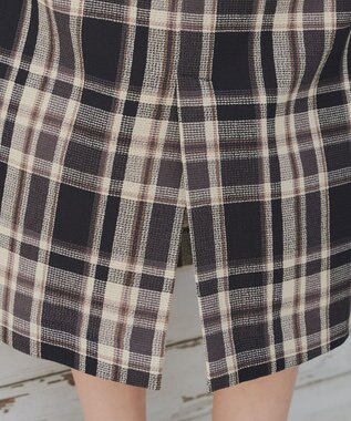 Tiaclasse 【洗える】カラミチェックスカート ブラック