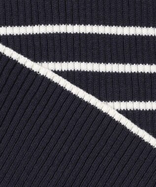 組曲 L 【WEB限定】ハイネック ゆるボーダーニット ネイビー×オフ系1