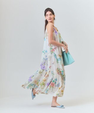 GRACE CONTINENTAL ボタニカルティアードドレス キナリ