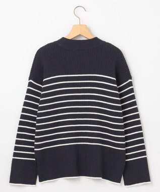 組曲 L 【WEB限定】ハイネック ゆるボーダーニット ネイビー×オフ系1