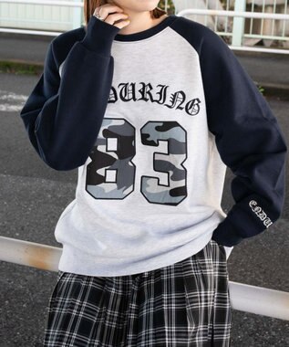 WEGO 【裏起毛】迷彩ワッペンラグランスウェット