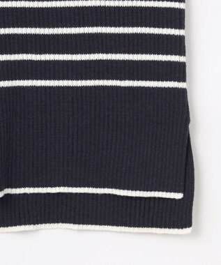 組曲 L 【WEB限定】ハイネック ゆるボーダーニット ネイビー×オフ系1