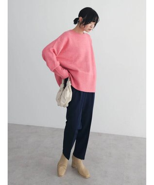 Green Parks ｆｕｗａっとメランジ袖リブ長めニットプルオーバー Pink