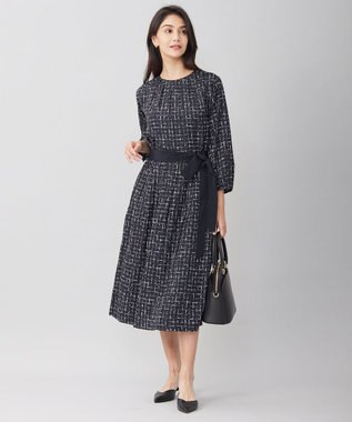 自由区 L 【セットアップ対応・洗える】スクラッチチェックプリント ブラウス ネイビー系5