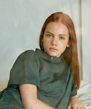 23区GOLF 2WAY着用可能【23Fondation/WOMEN】衿付き シャツワンピース カーキ系