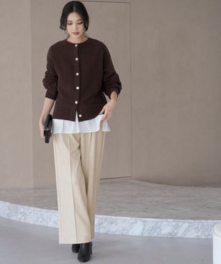 ANY SIS L 【前後着用可能】Airニット カーディガン ブラウン