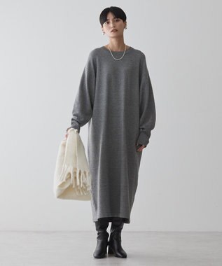 AMERICAN HOLIC クルーネックニットワンピース Gray Mixture