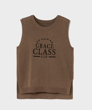 GRACE CONTINENTAL ラメジャガードノースリーブ ブラウン