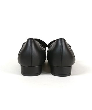 Dominic3 晴雨兼用 サイドギャザー ソフトレザーローファー ブラック