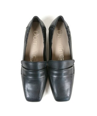 Dominic3 晴雨兼用 サイドギャザー ソフトレザーローファー ブラック