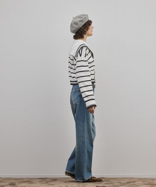 GRACE CONTINENTAL セーラーカラーニットトップ バイカラー