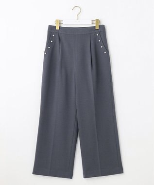 ANY SIS 【美人百花11月号掲載】パール調ポイントツイル パンツ シャンブレーブルー