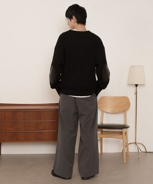 WEGO エルボーパッチVネックプルオーバー ブラック