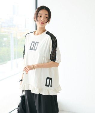 CRAFT STANDARD BOUTIQUE 接触冷感/UVカット/レースライン入りチュニック Off White