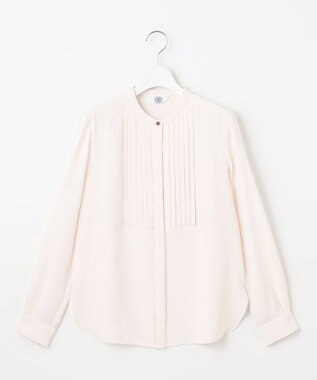 J.PRESS LADIES 【洗える】ヌーディスバックサテン バンドカラー ブラウス アイボリー系