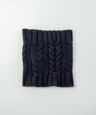 AND WOOL 〈上質な素材と手仕事から生まれた優しいニット〉メリノウール・ケーブル編みスヌード ブラック