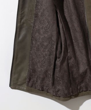 JOSEPH ABBOUD 【スプリングレザー/スウェード】ゴートスウェード シングルライダース ジャケット カーキ系