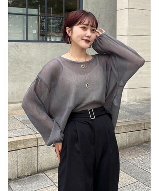 Green Parks 前後２Ｗａｙ　シフォンプリーツチュニック Charcoal Gray