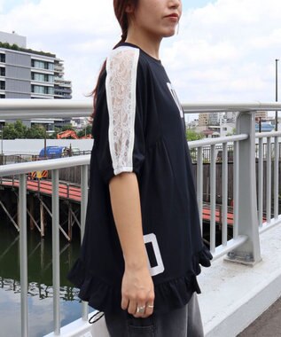 CRAFT STANDARD BOUTIQUE 接触冷感/UVカット/レースライン入りチュニック Navy