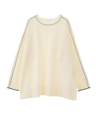 Green Parks アンチピリングライン入りニットプルオーバー Ivory