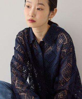 AMERICAN HOLIC レース長袖シャツ Navy