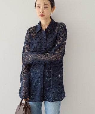 AMERICAN HOLIC レース長袖シャツ Navy