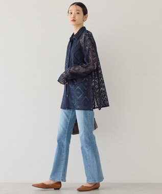 AMERICAN HOLIC レース長袖シャツ Navy