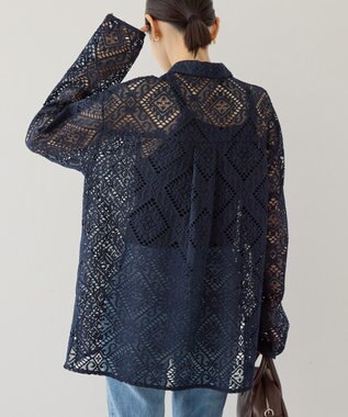 AMERICAN HOLIC レース長袖シャツ Navy
