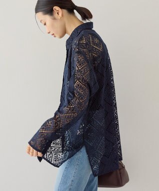 AMERICAN HOLIC レース長袖シャツ Navy