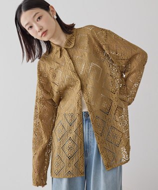 AMERICAN HOLIC レース長袖シャツ Camel