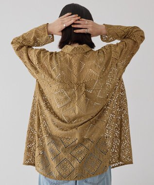AMERICAN HOLIC レース長袖シャツ Camel