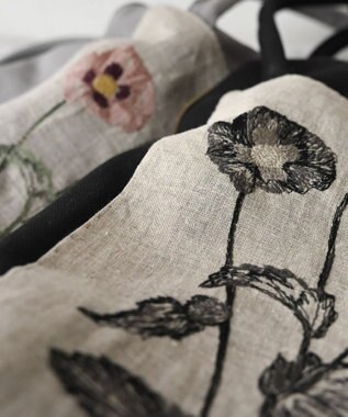 AND WOOL ポピー押し花刺繍バッグ ブラック