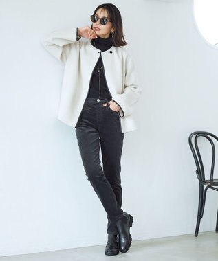 23区 【洗える】スムージーコットン シアーリブ ニット ブラック系