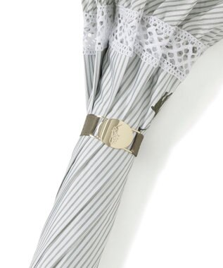 MOONBAT 【遮光/晴雨兼用日傘】POLO RALPH LAUREN(ポロ ラルフローレン) ストライプフリル 長傘 遮熱 UV カーキー