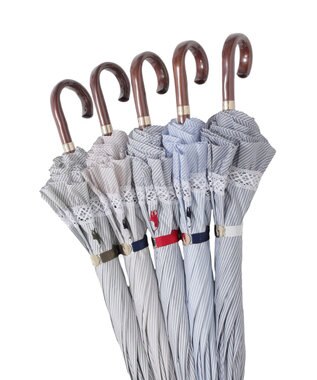 MOONBAT 【遮光/晴雨兼用日傘】POLO RALPH LAUREN(ポロ ラルフローレン) ストライプフリル 長傘 遮熱 UV カーキー