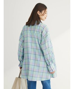 Green Parks チェック柄シャツチュニック Blue