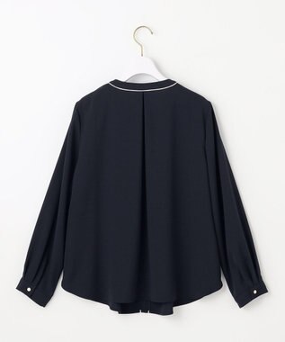 ANY SIS S 【洗える】フロントタックバイカラー ブラウス ネイビー