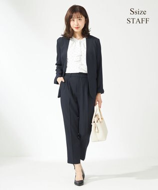 ANY SIS 【セットアップ可】リネンライクポリエステル パンツ ネイビー