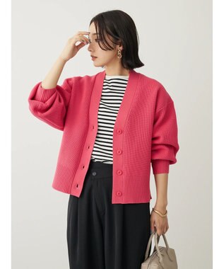 Green Parks スポンディシュ畦編みショート丈カーディガン Pink