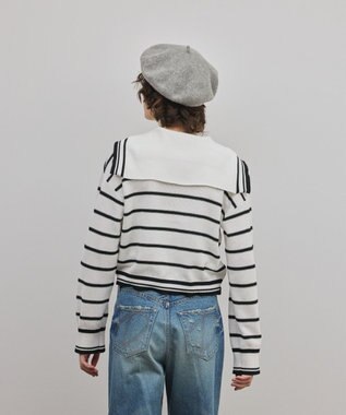 GRACE CONTINENTAL セーラーカラーニットトップ バイカラー