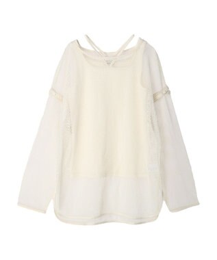 earth music&ecology ＳＥＴ２点メッシュプルオーバー＋タンクトップ Ivory